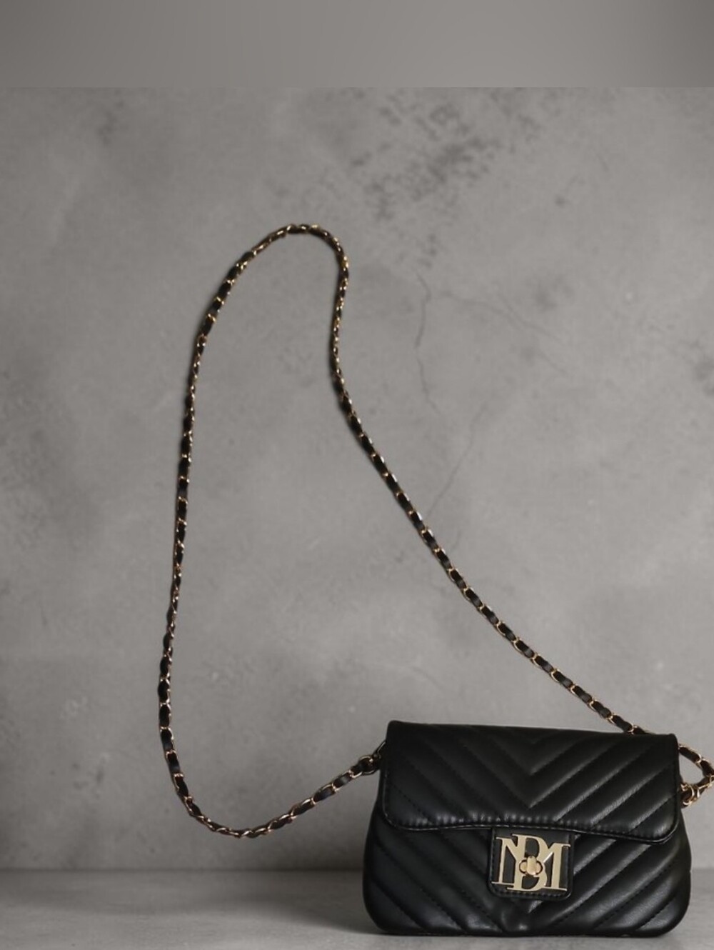 Badgley Mischka Quilted Flap Phone Crossbody with Gold Logo - Picture 3 of 7
